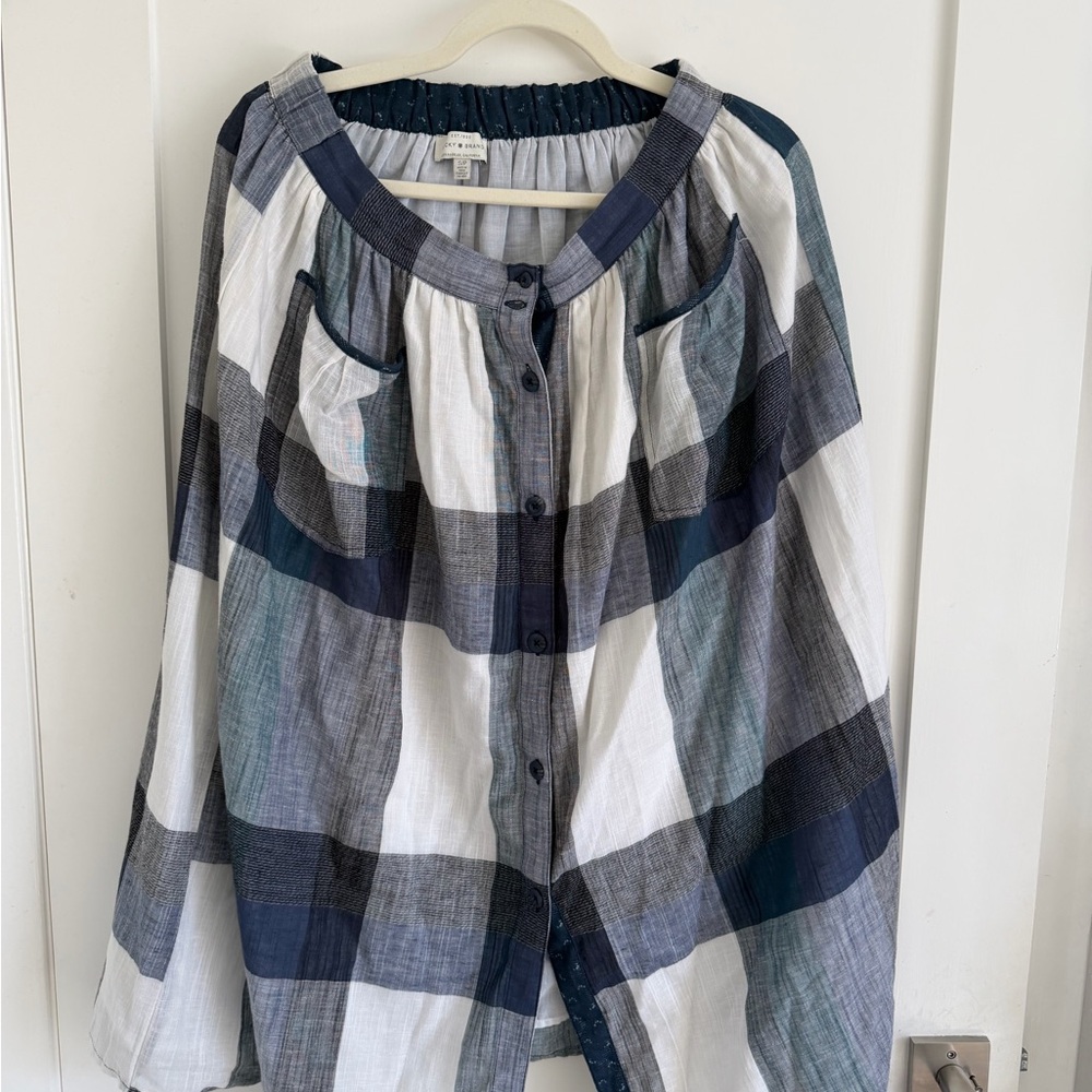Lucky Brand Blue and White Plaid Maxi Skirt
